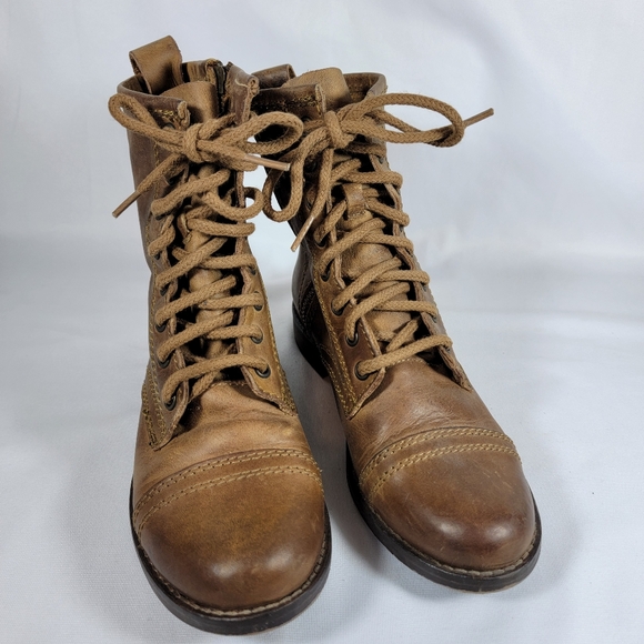 Steve Madden Womens Boots Brown Lace-Up Leather Size 6 - Picture 1 of 5